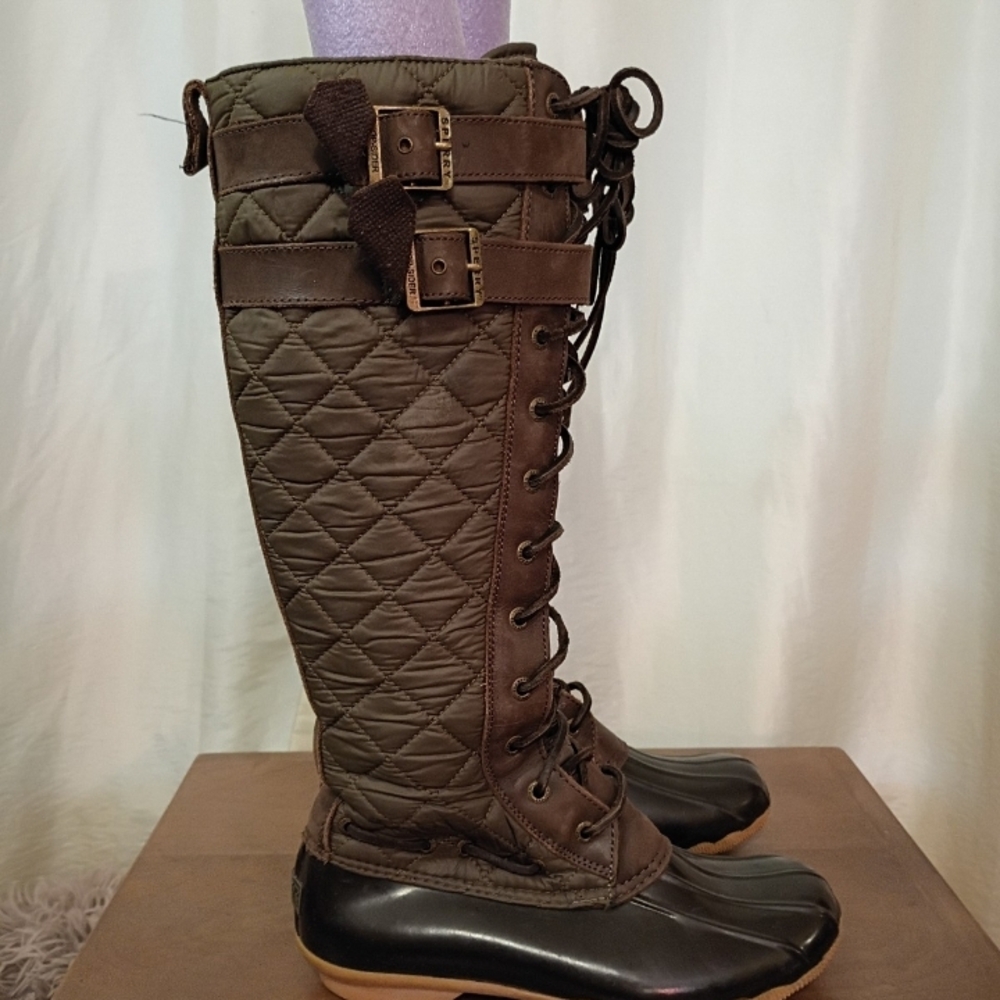 Sperry Brown Quilted Lace-Up Boots